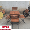 bàn ghế cafe gỗ xếp