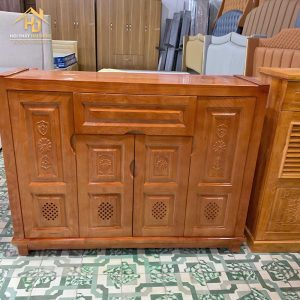 Tủ Giày Gỗ Sồi 4 Cánh Chạm Hoa Văn 6 tủ giày 4 cánh