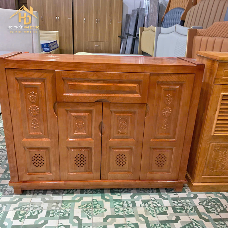 Tủ Giày Gỗ Sồi 4 Cánh Chạm Hoa Văn tu-giay-4-canh-2 Tủ Giày Gỗ Sồi 4 Cánh Chạm Hoa Văn