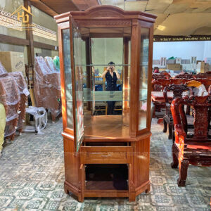 Tủ Trưng Bày Rượu Gỗ Sồi Chạm Hoa Văn 2 tu ruou 1