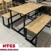 2 Bộ Bàn Ghế Quán Ăn Mặt Gỗ Chân Sắt Giá Xưởng BA017