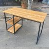 Bàn Làm Việc Chân Sắt 1M2x60CM Có Kệ Giá Xưởng