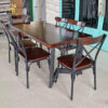 Bộ bàn ăn 6 ghế mặt gỗ chân sắt