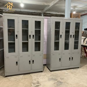 Tủ Sắt Hồ Sơ Cửa Kính 3 Buồng Giá Xưởng