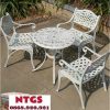 Bộ Bàn Ghế Nhôm Đúc Màu Trắng Giá Xưởng CF072