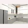 Combo Tủ Bếp Mặt Đá Màu Xám Phối Trắng