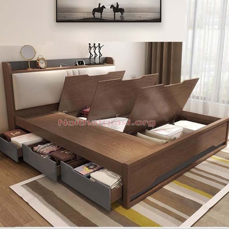Mẫu giường gỗ công nghiệp thông minh