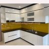 Tủ Bếp Gỗ Công Nghiệp Màu Trắng Phối Đen