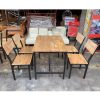 Bộ Bàn Ghế Quán Ăn Gỗ Cao Su Chân Sắt