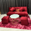 Bộ Sofa Bed Vải Nhung Màu Đỏ Cao Cấp
