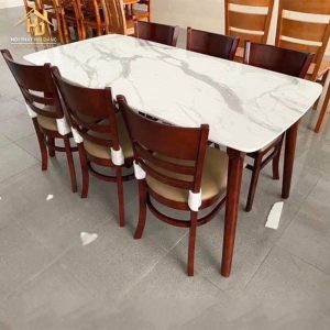 Bộ Bàn Ăn 6 Ghế Mặt Giả Đá Sang Trọng