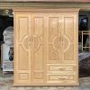 Tủ Quần Áo 4 Cánh Gỗ Tự Nhiên Phủ Màu Sồi