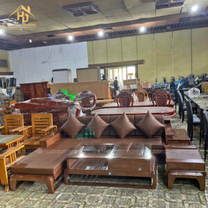 Bộ Salon Nâu Gỗ Tự Nhiên Chữ L Sang Trọng