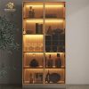 Tủ Trưng Bày Rượu Gỗ Có Gắn LED Hiện Đại