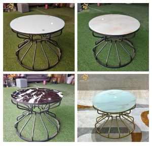 Bàn Sofa Đồng Hồ Cát Mặt Kính Hiện Đại (2 Màu)
