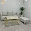 Bộ Bàn Ghế Sofa Bọc Vải Màu Xám Hiện Đại