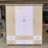 Tủ Quần Áo Nhựa 4 Cánh Trắng Nâu Hiện Đại