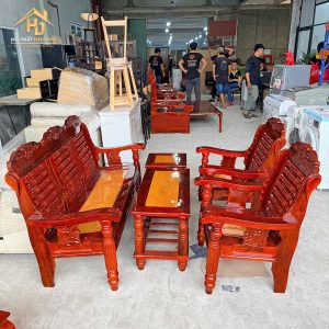 bộ salon gỗ tràm mặt hồng đào