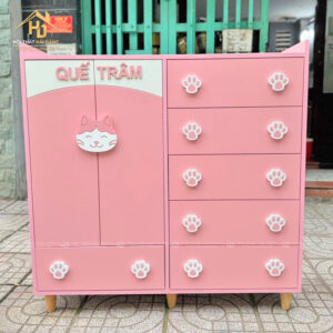 Tủ Quần Áo Màu Hồng Cho Bé Siêu Dễ Thương