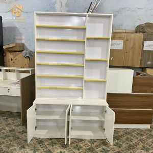 Kệ Trưng Bày Gỗ Viền Vàng Độc Đáo Giá Xưởng 2 tu trung bay my pham 3