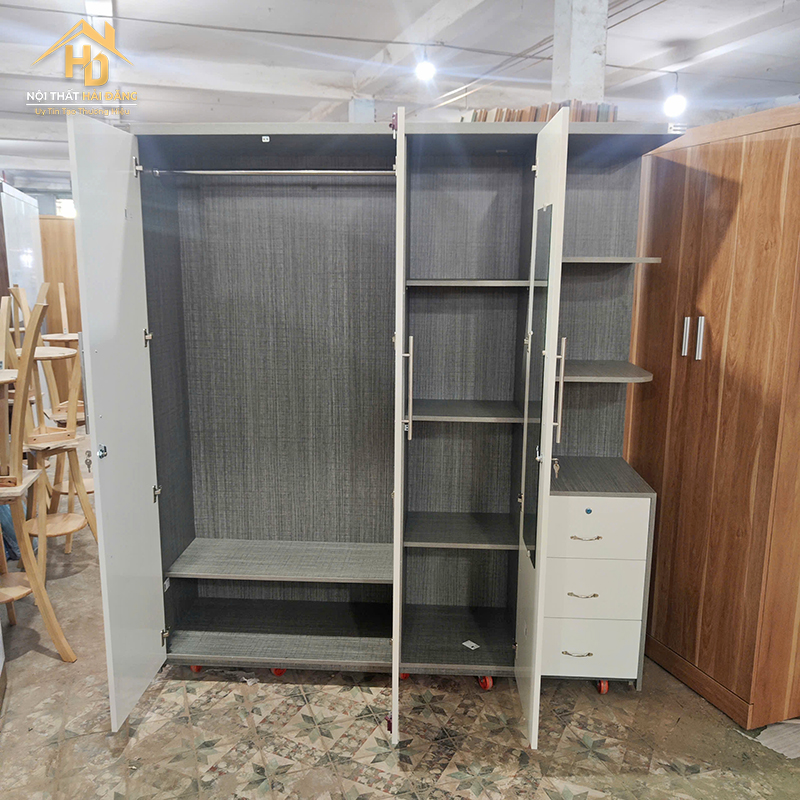 Tủ Quần Áo Gỗ 3 Cánh Kèm Kệ Và Hộc Kéo 3-canh-kem-ke-1 Tủ Quần Áo Gỗ 3 Cánh Kèm Kệ Và Hộc Kéo