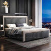 Giường Ngủ Thiết Kế Hiện Đại Bọc Da Tông Trầm