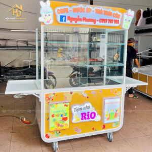 Xe Bán Nước Ép Thiết Kế Mặt Kính Cao Bàn Gập Hai Bên 2 xe ban nuoc ep noithatgiasi (12)