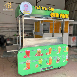 Xe Bán Nước Khung Inox Màu Xanh Lá Đẹp Mắt 2 xe ban nuoc noithatgiasi (1)