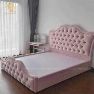 Giường Bọc Nhung Tân Cổ Điển Nhấn Nút Sang Trọng (2 Màu) 2 giuong noithatgiasi (1)