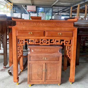 Bàn Thờ Gia Tiên Gỗ Sồi Có Tủ Chạm Khắc Sắc Sảo (Nhiều Mẫu) 10 tủ thờ gia tiên giá rẻ