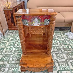 Bàn Thờ Ông Địa Gỗ Xoan Cột Chạm Rồng Độc Đáo