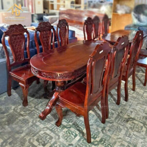 Bộ Bàn Ăn Gỗ Mặt Oval Độc Đáo 3 bo ban an 7