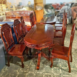 Bộ Bàn Ăn Gỗ Mặt Oval Độc Đáo