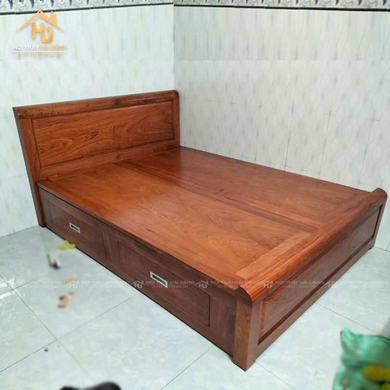 giuong-ngu Giường Ngủ Gỗ Hương Đá 2 Ngăn Kéo Tiện Lợi
