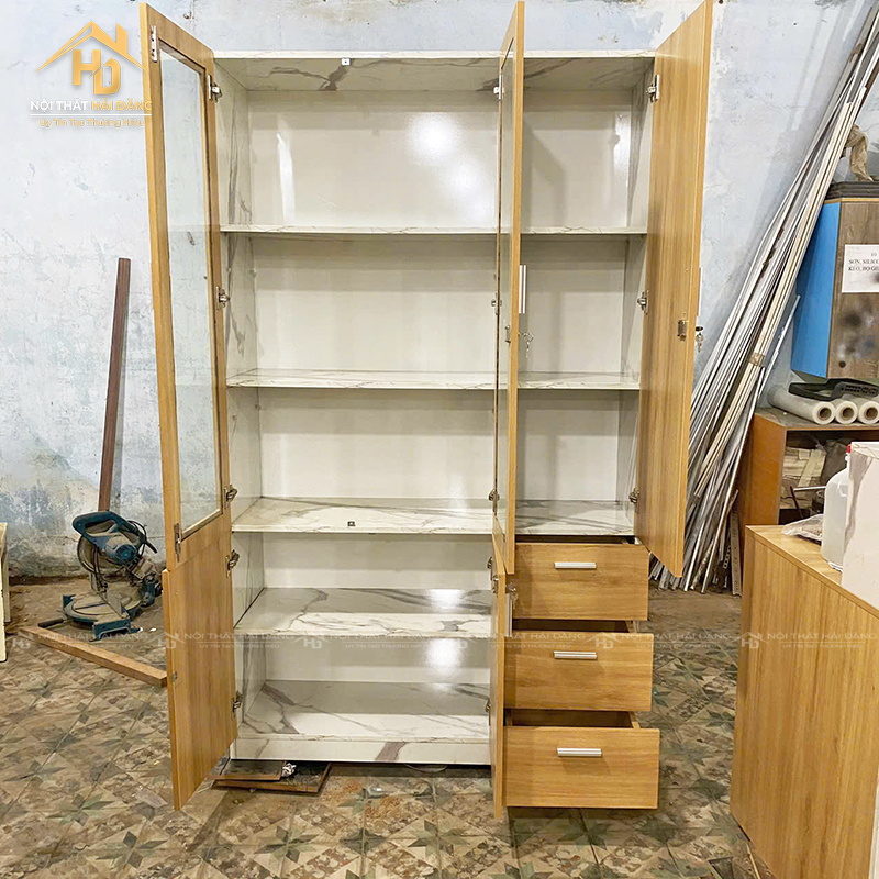 tu-ho-so-10 Tủ Hồ Sơ Gỗ 3 Cánh Kết Hợp Kính Và Hộc Kéo Tiện Dụng