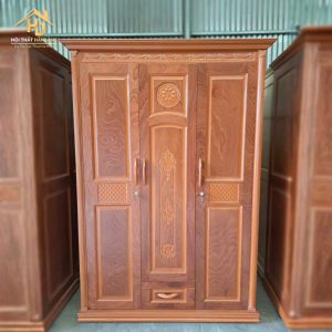Tủ Quần Áo Gỗ 3 Cánh Chạm Hoa Đẹp Mắt Giá Rẻ 6 tu qua ao 1