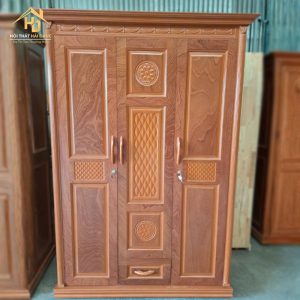 Tủ Quần Áo Gỗ 3 Cánh Chạm Hoa Đẹp Mắt Giá Rẻ 7 tu qua ao 2