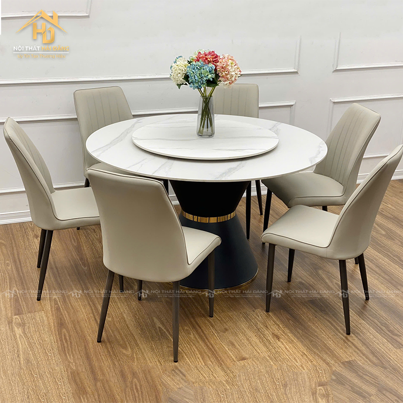 Bàn Ăn Đá Mặt Tròn Xoay Cao Cấp  ban-an-1 Bàn Ăn Đá Mặt Tròn Xoay Cao Cấp