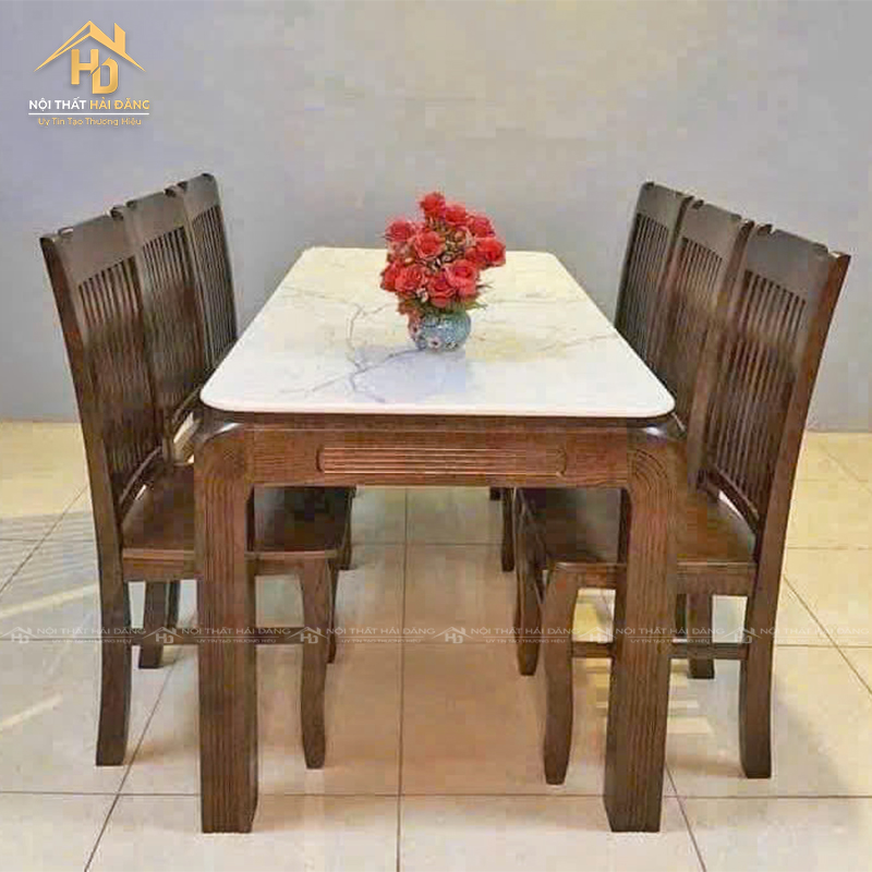 ban-an-gia-dinh-7 Bộ Bàn Ăn Mặt Đá Gỗ Tự Nhiên Hiện Đại (Nhiều Màu)