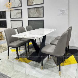 Bộ Bàn Ăn Mặt Vân Đá 6 Ghế Bọc Êm Ái (Nhiều Màu) 2 ban an gia dinh 8