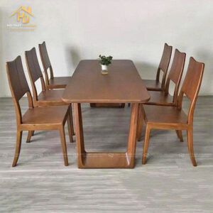 Bộ Bàn Ăn Gỗ Chân Chữ U Hiện Đại