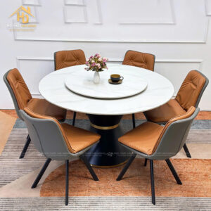 Bàn Ăn Đá Mặt Tròn Xoay Cao Cấp  3 ban an tron 1