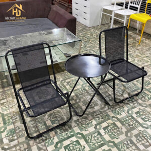 Bộ Bàn Ghế Cafe Chân Sắt Bàn Tròn (Nhiều Màu) 2 ban ghe cafe 13