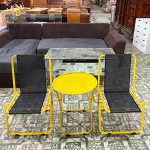 Bộ Bàn Ghế Cafe Chân Sắt Bàn Tròn (Nhiều Màu)