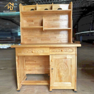 Bàn Học Sinh Gỗ Cao Su Chạm Hoa Văn Đẹp Mắt (Nhiều Màu)