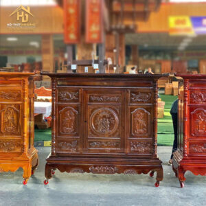 Tủ Thờ Gia Tiên Gỗ Tự Nhiên Chạm Khắc Độc Đáo