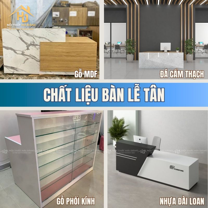chất liệu của quầy lễ tân