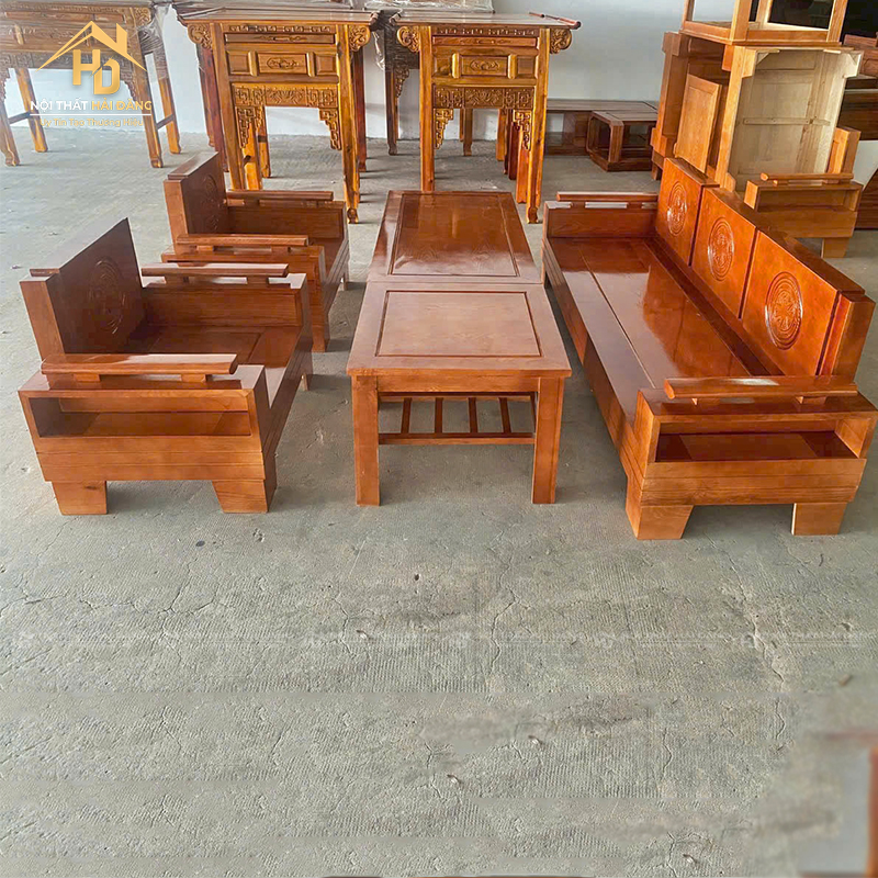 Bộ Ghế Salon Gỗ Sồi Tự Nhiên Tay Hộp Chạm Tròn salon-go-8 Bộ Ghế Salon Gỗ Sồi Tự Nhiên Tay Hộp Chạm Tròn