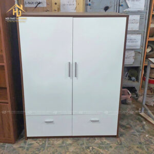Tủ Quần Áo Gỗ MDF 2 Cánh Cửa Trắng Hiện Đại