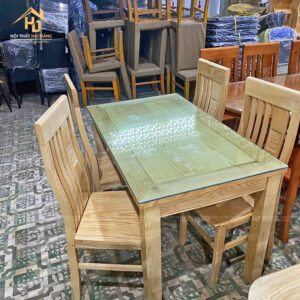 Bộ Bàn Ăn 4 Ghế Gỗ Tự Nhiên Mặt Kính Hiện Đại 2 ban an go gia dinh 16